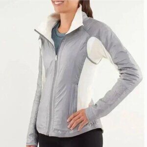 Lululemon Run Bundle Up Quilted Fleece Jacket Polar Cream White Silver Slate 10